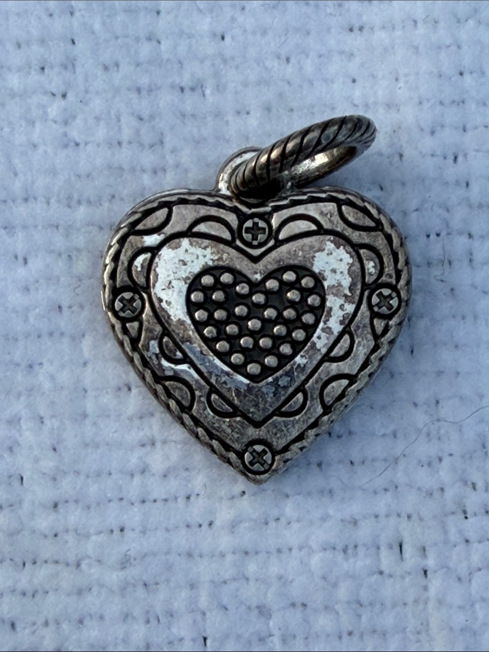 Brighton Halo Heart Charm Silver Crystal Heart Charm Believed Retired - Picture 5 of 8